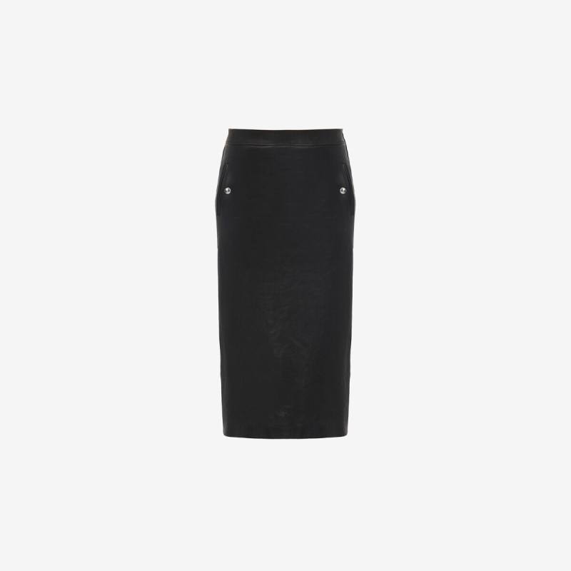 Alexander McQueen Women's Black Low-waisted Leather Skirt - 8 (Lambskin)